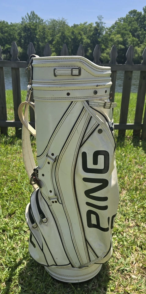 Rare Vintage Black and White PING Golf Bag 6 Way Divider With Rain Cover USA - Image 3 of 4