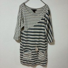 MARC BY MARC JACOBS Cotton 3/4 Sleeve Striped Docking Dress Gray XS MJ1225265