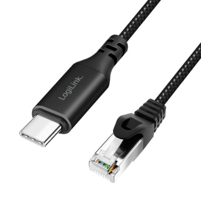 3m USB-C RJ45 Kabel Ethernet LAN USB Type-C Patchkabel CAT6 aktiv schwarz/grau