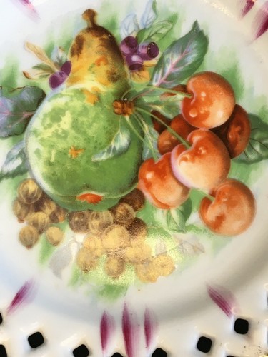 Pedestal Plate/Fruit Reticulated sides Purple & Gold trim J.B. Betson's China - Bild 8 von 10