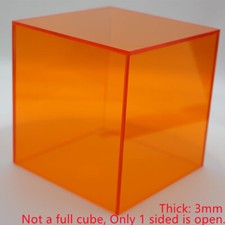 15cm Neon Acrylic Display Case Cube Countertop Box Orange Transparent case UK