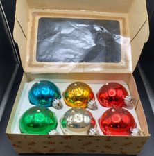 Vintage Kurt Adler West Germany Christmas Ornaments Glass Original Box of 6
