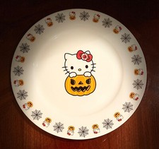 Hello Kitty Sanrio Halloween Salad Dessert Plate Ceramic 8" Pumpkin New