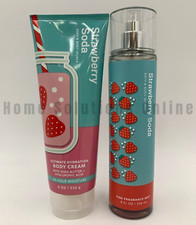 Bath Body Works Strawberry Soda Hydration Cream Fragrance Mist Set S/2 115B