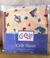 Cocalo Baby Alphabet Soup Crib/Toddler Bed Fitted Sheet Cotton ~ Animals ABC's