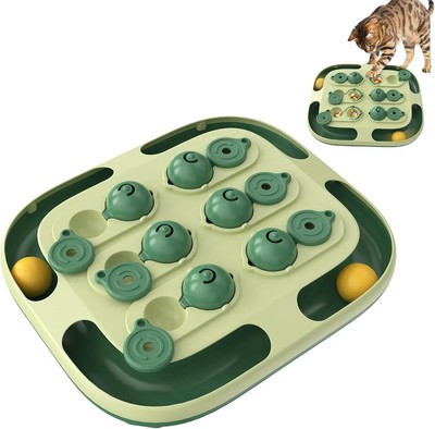 2-in-1 Cat Puzzle Feeder - Interactive Intelligence Toy with Rolling Ball Track