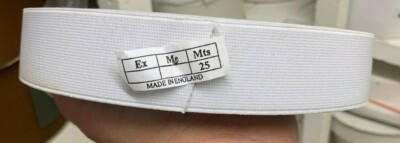 Elastisch flach weiß 38 mm Meterware oder Rolle - Made in UK 