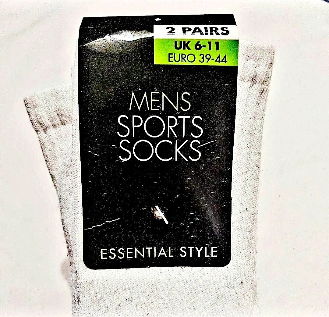 Mens Sports Socks | Essential Style | 2 Pairs | UK 6-11 | 39-44 | Men's Socks