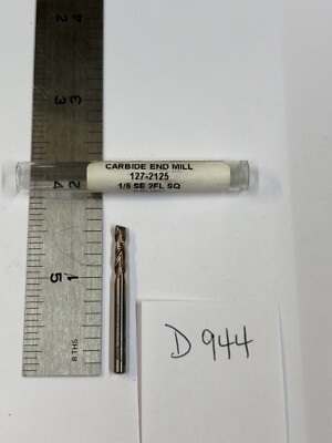 1 NEW HTC 1/8'' DIAMETER CARBIDE ENDMILL 127-2125. 2 FL. CRUSH. 1/2'' LOC (D944)