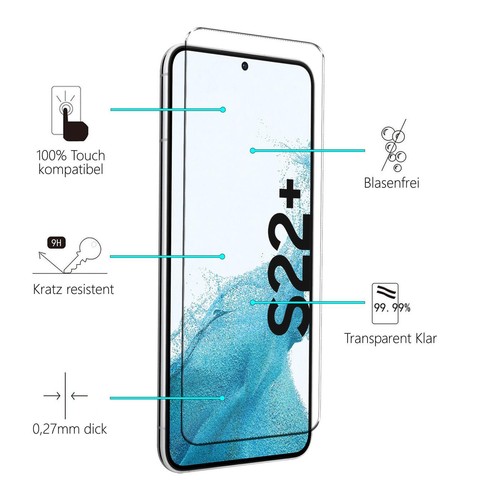 Screen Protector for Samsung Galaxy S22 + Display Glass 2x Camera Film - Afbeelding 2 van 7
