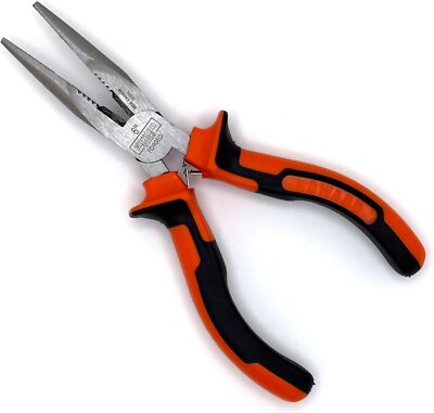 Edward Tools Pro-Grip 6'' Needle Nose Pliers - Hard Carbon Steel Black, Orange 