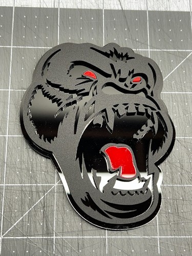Angry Gorilla Red Eye Car Truck Emblem Badge Matte Black on Black Custom PK of 2 - Picture 7 of 10