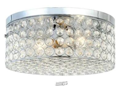 Elegant Designs 12 in. 2 Light Ellipse Chrome Round Flush Mount