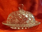 Vintage Anchor Hocking Clear Pressed Glass Domed Cheese Butter Dish