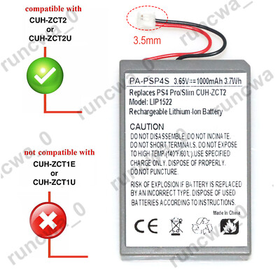 LIP1522 Battery Replacement For Sony PlayStation 4 Pro Console CUH-7215B 1000mAh