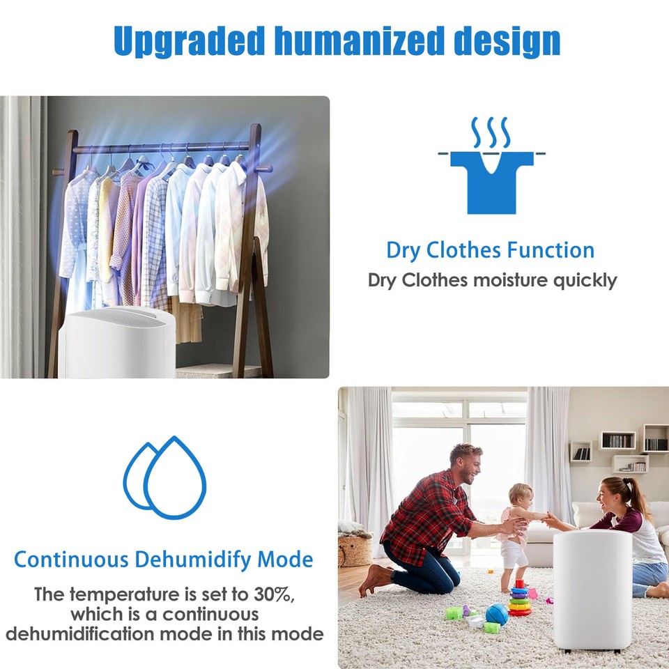 12L/20L Compressor Dehumidifier 4L Water Tank Low Energy Quiet Laundry