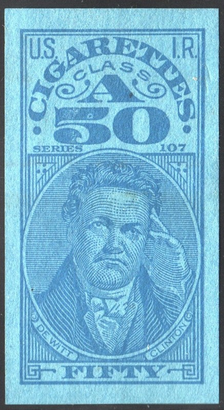 TA207c Series 107 Cigarette Revenue Stamp: 50 Cigarettes (1937) Used