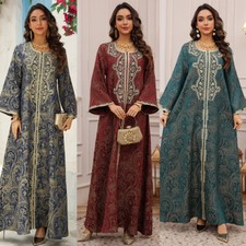 Dubai Women Embroidery Kaftan Long Robes Evening Maxi Dress Turkey Islamic Gown