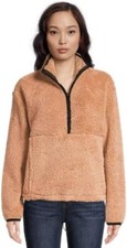 No Boundaries Juniors Plush Quarter Zip Pullover Medium Brown