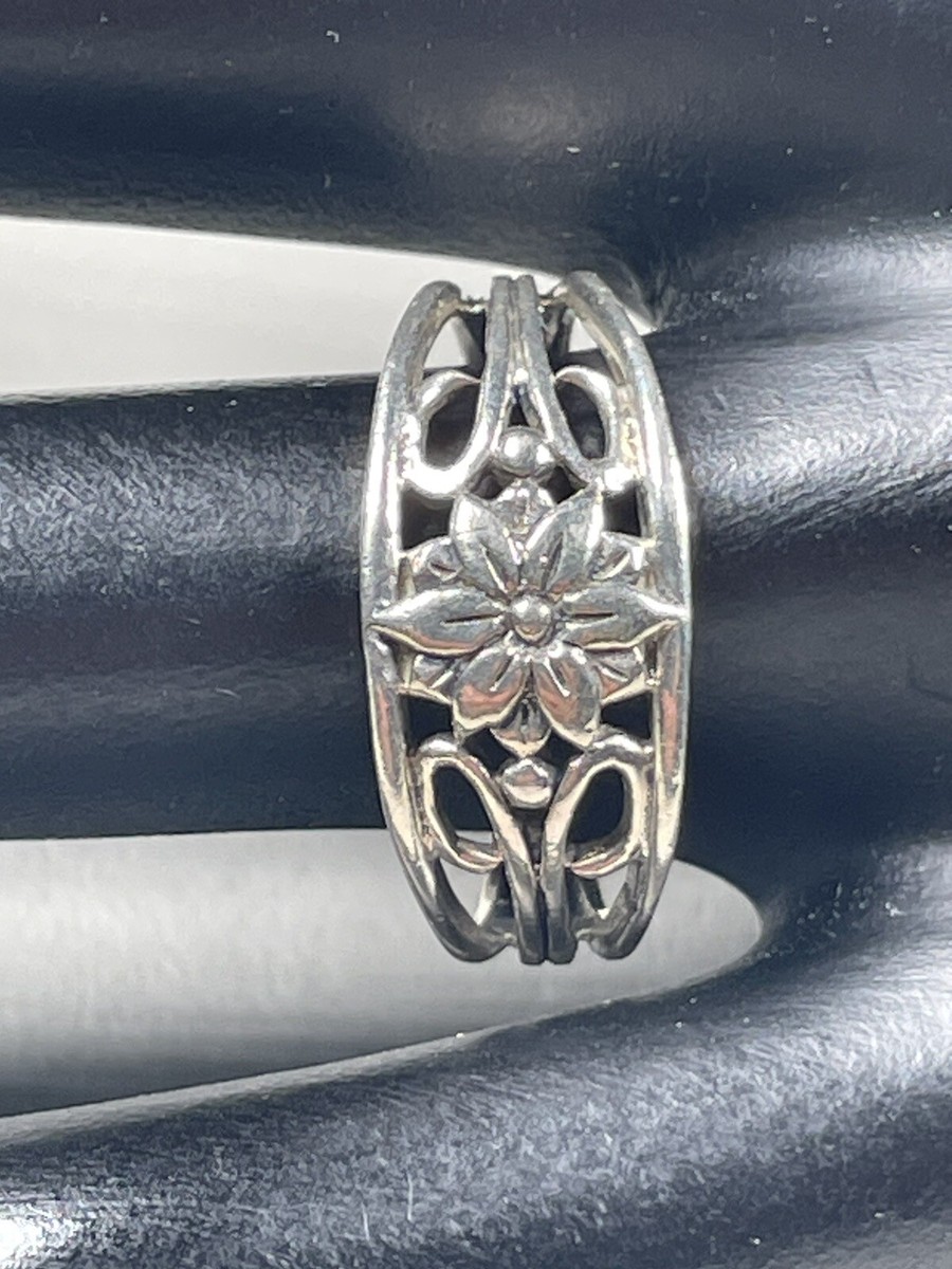 MARSALA 925 STERLING SILVER OPEN FLORAL RING SIZE PLUMARIA PATTERN 320