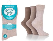 3 Pairs Ladies Gentle Grip® Honeycomb Soft Top Non Elastic Diabetic Socks 4-8 UK