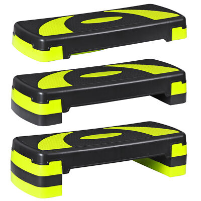 31'' Fitness Aerobic Step Adjust Exercise Stepper W/ Risers 4'' - 6'' - 8'' Yellow