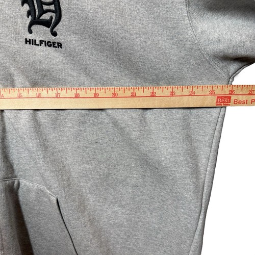 Tommy Hilfiger Sweatshirt Men’s XL Gray Full Zip Red Hooded Label Vintage Y2K - Picture 10 of 14