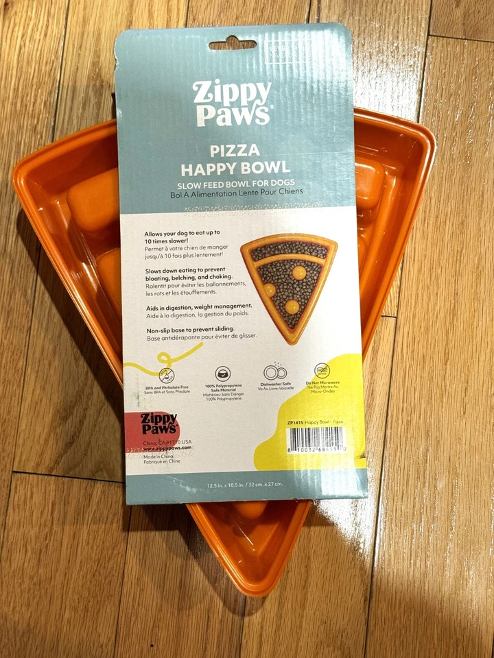 Zippy Paws Pizza Happy Bowl Slow Feeder For Dogs Holds up to 4 cups Orange 12.5" - Image 2 of 3