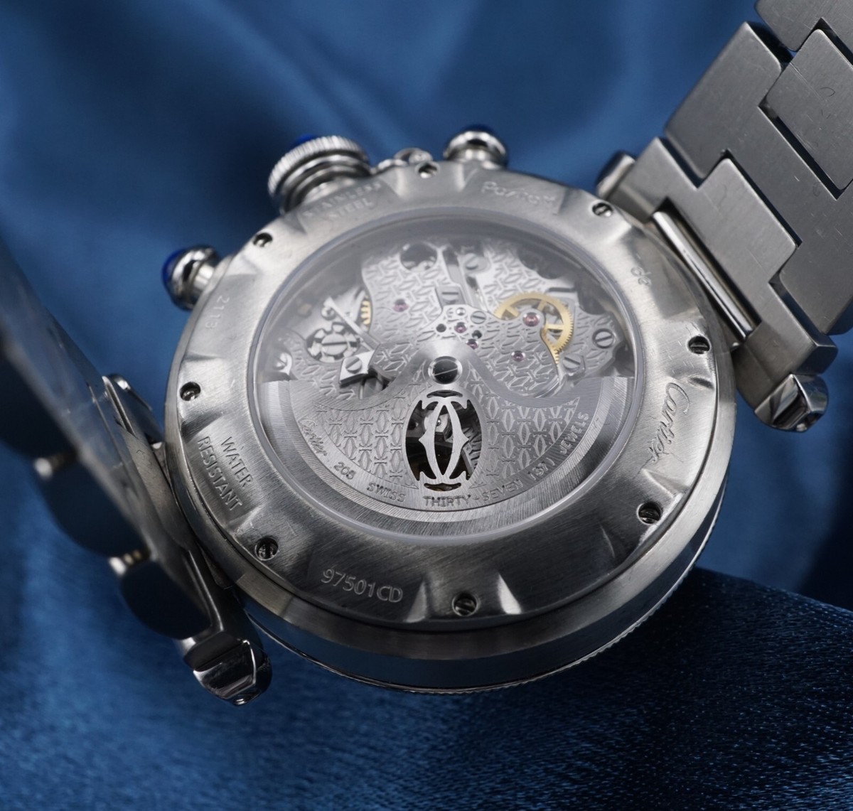 Pasha de Cartier Watch 2113 38mm Chronograph Box & Cert Warranty