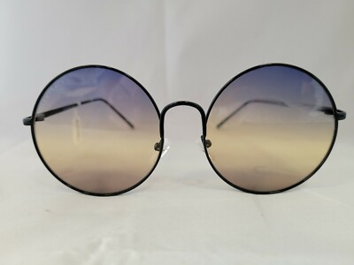 Ellen Tracy Women ET759 C1 Black Round Sunglasses Blue Gradient Lens 56-18-145