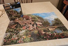 Ravensburger Puzzle, "Cottage on Lake",1,000 Pcs, 82265,27"x20",Germany,Complete