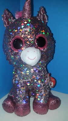 Ty Beanie Flippables 10'' SPARKLE Color Changing Sequins Unicorn Plush 
