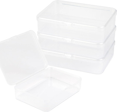 32 Mm Mini Plastic Storage Containers Box with Lid, 3 Pcs Clear Rectangle Box, S