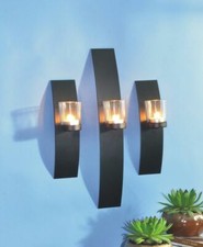 3er Set Wandkerzenhalter Teelichthalter Wanddekoration Kerzenhalter in Schwarz 