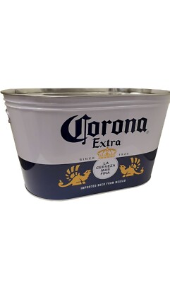 Corona Large Beer/Ice Party Bucket-Tub Galvanized Tin with Cutout Handles