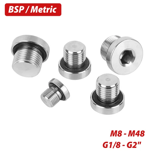 BSP Hydraulic Socket Blanking Plug 304 Stainless Countersunk End Plug Hex Socket - Picture 2 of 8
