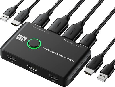 	4K KVM Switch HDMI 2 Port Box USB HDMI KVM Switches for 2 Computers Share	