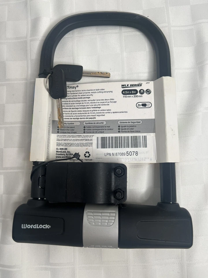 Bike U-Lock 14mm Steel Shackle Mounting Bracket Match Key WordLock NEW Box F - Image 2 of 2