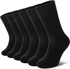 DYW 6 Pairs Childrens Hiking Winter Warm Wool Socks 8-12 Years, 6 Black