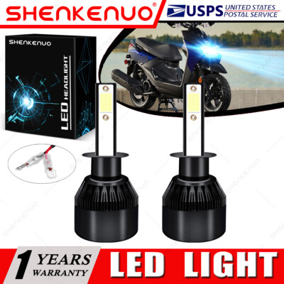 For Yamaha Zuma 125 YW125 2016-2017 - 2X H1 LED Headlights Bulbs 55W 8000K C9L