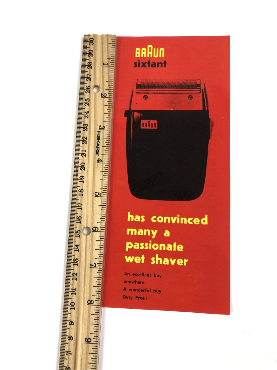 1970 Braun Sixtant Electric Shaver print ad backside has the Sony