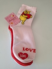 Disney Winnie the Pooh Women s Set of 3 Hearts Ankle Socks Adult Size 4-10
