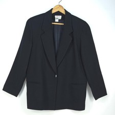 Talbots Pure Wool Classic Blazer Women's 14 Black Professional Heritage Corpcore