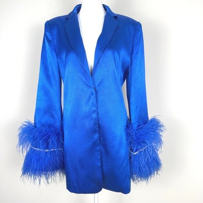 blue satin blazer dress Fashion Sky Blue Satin Blazer Jacket