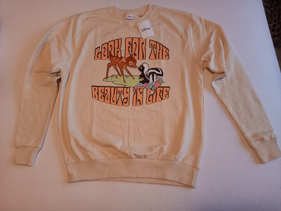 Damen Pullover beige von DISNEY BAMBI 'Look for the Beauty in Life' n Gr. M, NEU