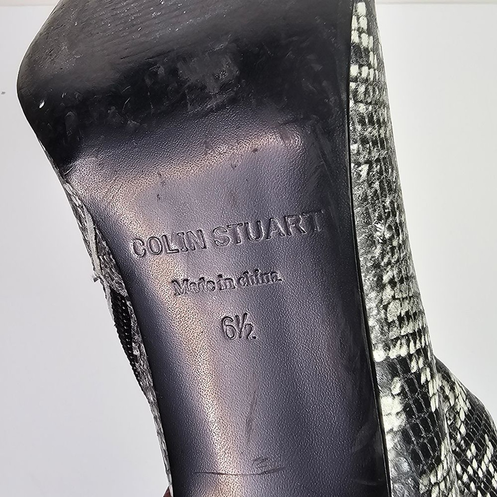 Colin Stuart Python Printed Leather Booties - image 3
