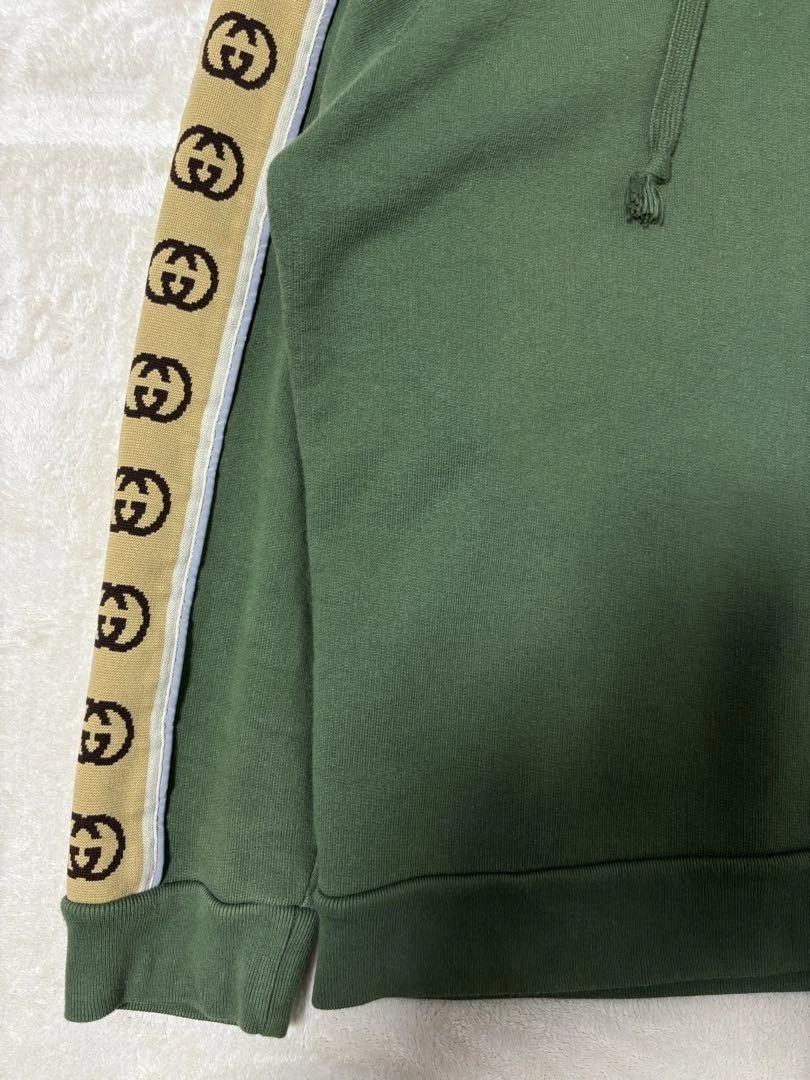 Felpa con cappuccio Gucci in jersey di cotone verde m3_0712