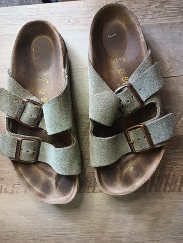 Birkenstock Arizona Suede Sandals 38 Women's US 7-7.5 Tan Buckle Fall Classic - Picture 5 of 18