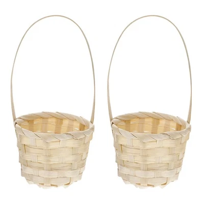5 Pcs Décoration De Table Panier Bambou Rangement Tressé Petits Paniers Tressés - Photo 1/4