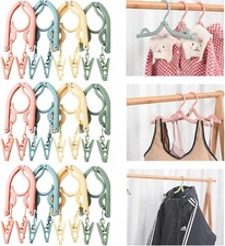 12-Pack Folding Clothes Hangers with Clips – Lightweight Plastic, Space-Saving